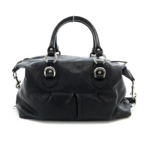 COACH ハンドバッグ ロゴ レザー 2way ショルダーバッグ 黒 ブラック F15455