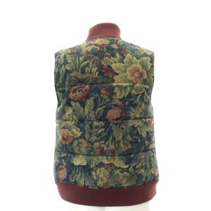 Lois CRAYON 花柄 ボブラン折り 中綿 ベスト アウター フルジップ コットン M 緑 グリーン 紺 ネイビー ボルドー
