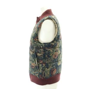 Lois CRAYON 花柄 ボブラン折り 中綿 ベスト アウター フルジップ コットン M 緑 グリーン 紺 ネイビー ボルドー