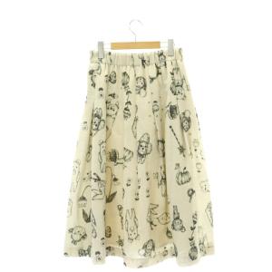 franche lippée オリプリ丈長スカート フレア ロング 総柄 M ベージュ