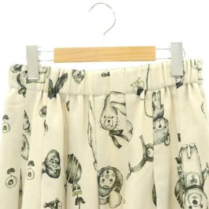 franche lippée オリプリ丈長スカート フレア ロング 総柄 M ベージュ