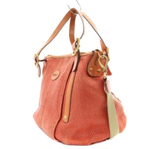 TOD'S ミニバッグ Gライン 編み込み ショルダーバッグ ハンドバッグ 2way ロゴ オレンジ