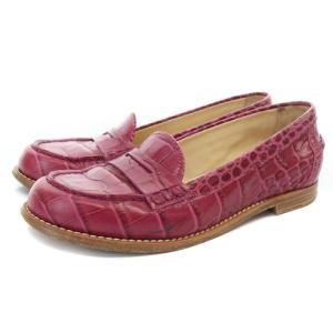 型押し ローファー レザー 36.5 23-23.5cm 紫 パープル /SR11