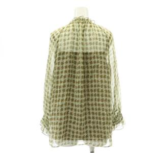 ANAYI シルクハウンドトゥースブラウス プルオーバー 総柄 長袖 36 カーキ