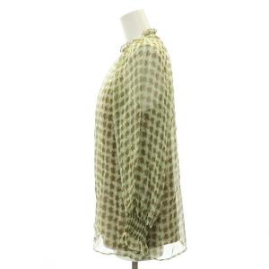 ANAYI シルクハウンドトゥースブラウス プルオーバー 総柄 長袖 36 カーキ