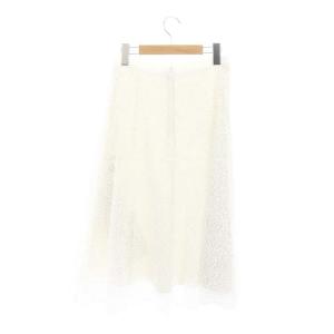 ANAYI ライトケミカルフラワーレースフレアスカート ミモレ ロング 38 白 ホワイト