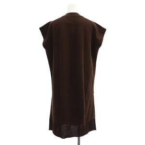 UNITED ARROWS STYLE for LIVING フレンチスリーブ ニット ワンピース 膝丈 スリット F 茶 ブラウン