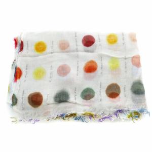 Faliero Sarti BONBON ストール ショール 大判 ドット ロゴ カットオフ シルク混 グレー マルチカラー