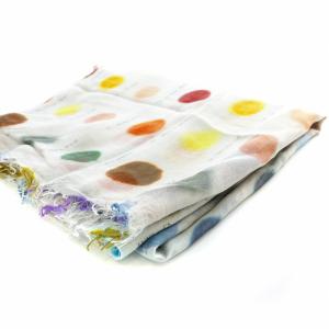 Faliero Sarti BONBON ストール ショール 大判 ドット ロゴ カットオフ シルク混 グレー マルチカラー