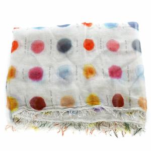 Faliero Sarti BONBON ストール ショール 大判 ドット ロゴ カットオフ シルク混 グレー マルチカラー