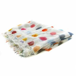 Faliero Sarti BONBON ストール ショール 大判 ドット ロゴ カットオフ シルク混 グレー マルチカラー