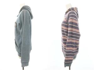 HYSTERIC GLAMOUR ジップアップパーカー リバーシブル ワッペン フード F 水色 ライトブルー