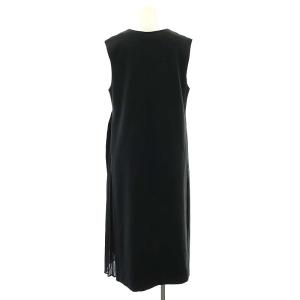 SHIPS エニィ any 23AW ジャージメルトンサイドプリーツワンピース ロング ノースリーブ Vネック F 黒 ブラック