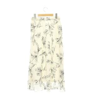 23区 23SS ラインフラワープリント Iライン スカート ロング 38 オフホワイト