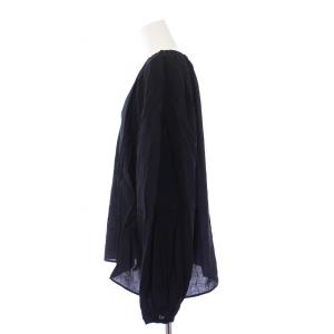 EVERYDAY I LIKE Gather Sleeve ブラウス プルオーバー 長袖 ノーカラー 黒 ブラック