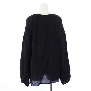 EVERYDAY I LIKE Gather Sleeve ブラウス プルオーバー 長袖 ノーカラー 黒 ブラック