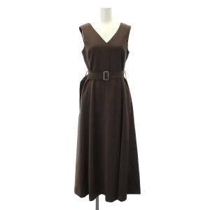 24SS Crisp Twill VNK Volume DR ドレス ワンピース ロング ノースリーブ ベルト付き 0 茶