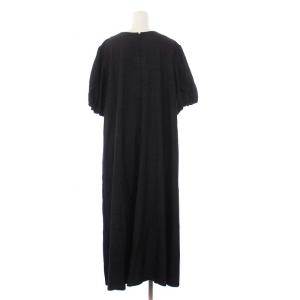 23区 23SS デニムライクシャンブレー フレア ワンピース ロング 半袖 48 3XL 大きいサイズ 黒 ブラック