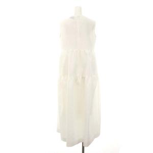 UNITED ARROWS AIRY ジャカード ワンピース ロング ノースリーブ ティアード インナー付き 36 白 ホワイト