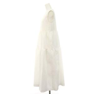 UNITED ARROWS AIRY ジャカード ワンピース ロング ノースリーブ ティアード インナー付き 36 白 ホワイト