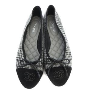 CHANEL ココマーク ツイードフラットシューズ パンプス 36.5 グレー