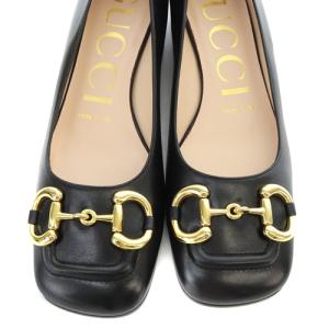 GUCCI ホースビット パンプス ローヒール レザー スクエアトゥ 23.5cm ブラック 645600