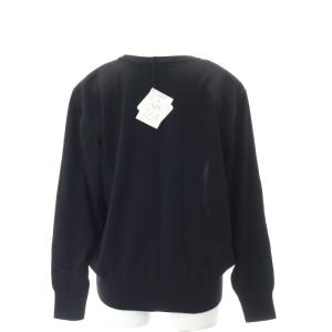 LEONARD フラワー柄プルオーバーニット カットソー 長袖 シルク混 黒 白 ブラック ホワイト