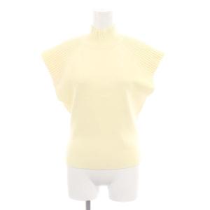 ESSENCEOFLUXURY プリーツ切替 ハイネック ニット カットソー フレンチスリーブ F アイボリー