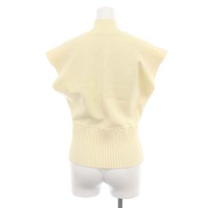 ESTNATION ESSENCEOFLUXURY プリーツ切替 ハイネック ニット カットソー フレンチスリーブ F アイボリー