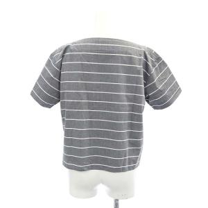 MARGARET HOWELL コットン 半袖ブラウス プルオーバー ボーダー 1 グレー