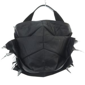 132 5. STANDARD BAG ハンドバッグ フリル 黒 ブラック シルバー色 /SR10