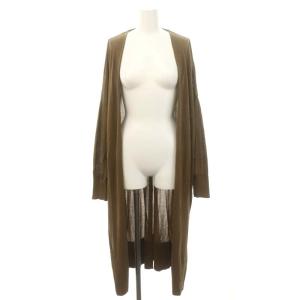 Shake code Vネック ロング カーディガン カーディガン フロントオープン コットン F 茶