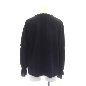 ANAYI シルクデシン デザインスリーブブラウス プルオーバー 長袖 38 紺 ネイビー