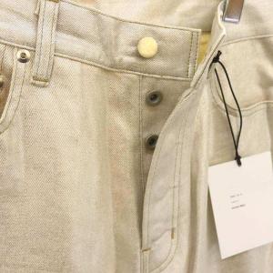 JUN MIKAMI 23SS ホイルデニム ジーンズ パンツ ボタンフライ リネン混 シルバー色