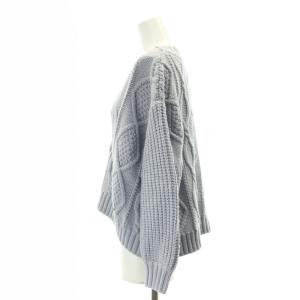 BLUE LABEL CRESTBRIDGE ケーブルニット カーディガン ショート丈 クロップド 長袖 Vネック 38 ブルーグレー