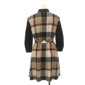 BLUE LABEL CRESTBRIDGE ショート丈シャツ ノースリブワンピース セットアップ ブラウス 長袖 フロントボタン ひざ丈 バックファスナー 36 XS