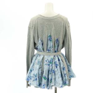 sacai 14-02004 花柄 ニット ドッキング カーディガン 長袖 2 L 水色 グレー