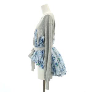 sacai 14-02004 花柄 ニット ドッキング カーディガン 長袖 2 L 水色 グレー