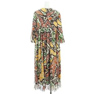 Christian Dior 21SS 総柄 フリンジ 七分袖 ワンピース I40 マルチカラー 121R37A6822
