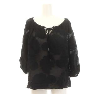 Grace Class フラワージャガードトップ ブラウス プルオーバー 五分袖 七分袖 ティアードスカート ロング 36 38 黒 ブラック