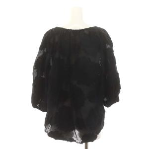 Grace Class フラワージャガードトップ ブラウス プルオーバー 五分袖 七分袖 ティアードスカート ロング 36 38 黒 ブラック