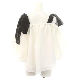 SNIDEL 23SS オフショルリボンブラウス 五分袖 F 白 黒 ホワイト ブラック