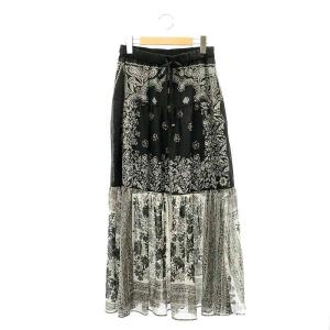 24SS バンダナティアードスカート ロング 36 S 黒 ブラック 白 ホワイト