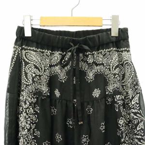 Grace Class 24SS バンダナティアードスカート ロング 36 S 黒 ブラック 白 ホワイト