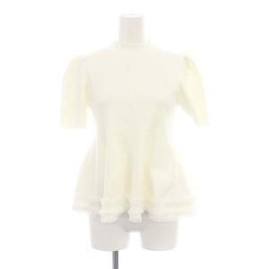 24SS 裾チュールペプラムニット カットソー 半袖 38 オフホワイト