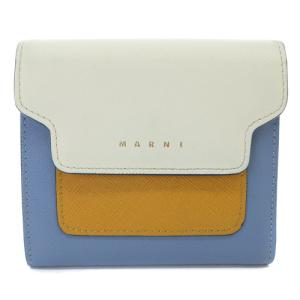 TRIFOLD WALLET 財布 三つ折り レザー ロゴ 白 ホワイト 水色 ブルー 茶色 ブラウン