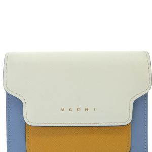MARNI TRIFOLD WALLET 財布 三つ折り レザー ロゴ 白 ホワイト 水色 ブルー 茶色 ブラウン