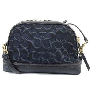 COACH シグネチャー デニム ショルダーバッグ ロゴ 切替 紺 ネイビー F46288