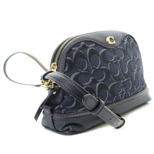 COACH シグネチャー デニム ショルダーバッグ ロゴ 切替 紺 ネイビー F46288