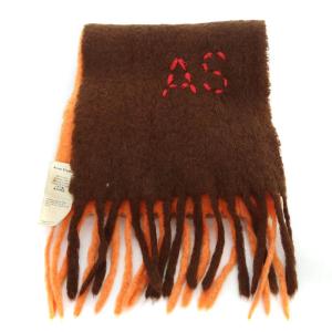 Acne Studios マフラー フリンジ アルパカ混 ウール混 茶 ブラウン オレンジ色
